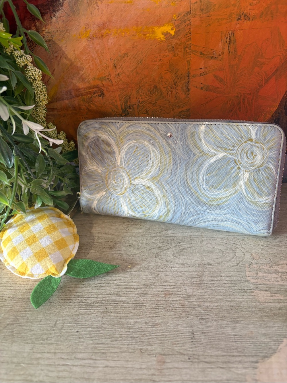 Handpainted Floral Wallet Upcycle